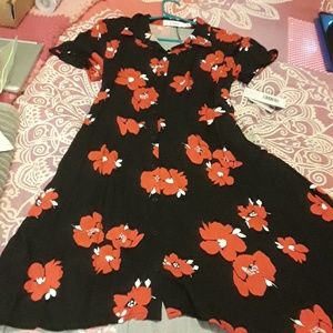 A flowered shirt dress.